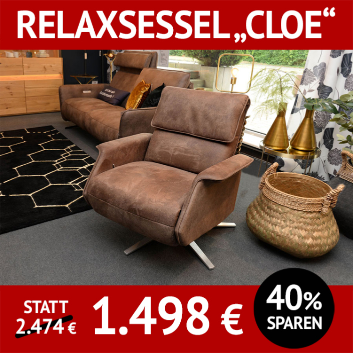 Sessel mit Relaxfunktion CLOE, Bezug Mikrofaser, Sitz M