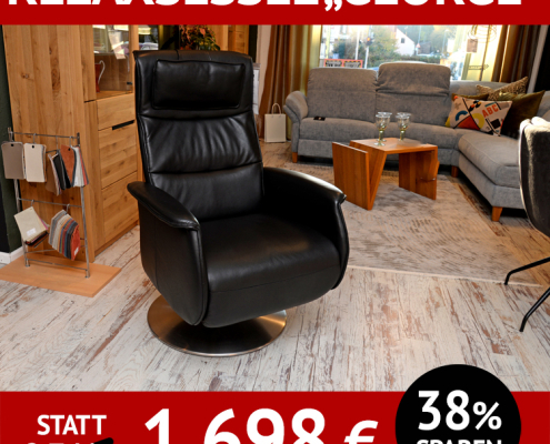 Funktions-Sessel GEORGE, bezogen mit echtem Leder, manuelle Relax-Verstellung