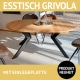 Esstisch GRIVOLA, Wildeiche massiv, Roheffekt geölt mit Einlegeplatte in Wildeiche furniert, Untergestell Metall, schwarz