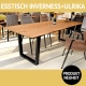Esstisch INVERNESS + ULRIKA, Tischplatte aus massiver Wildeiche, Untergestell aus schwarzem Metall