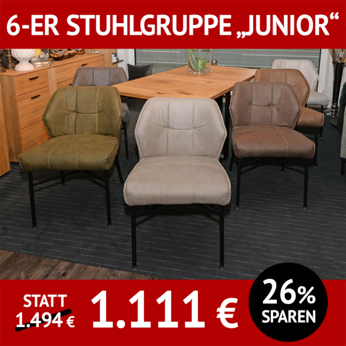 Stuhl JUNIOR mit Bezug Jeep als 6-er Stuhlgruppe