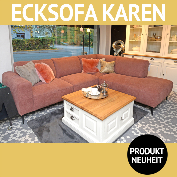 Sofa KAREN, Ecksofa mit trendigem Bezug und bequemer Kaltschaumpolsterung