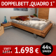 Doppelbett QUADRO 1, Wildeiche massiv, natur geölt, auf Schwebekufen aus grauem Metall