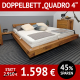 Doppelbett QUADRO 4, Kiefer massiv, gelaugt, geölt, auf Schwebekufen aus Kiefer