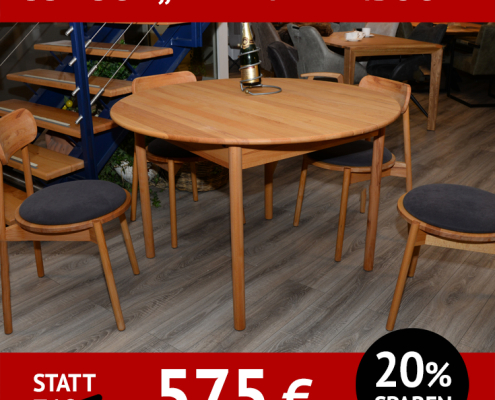 Esstisch ARMIN, Kernbuche, rund, ausziehbar