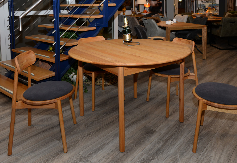 Esstisch ARMIN, Kernbuche, rund, ausziehbar