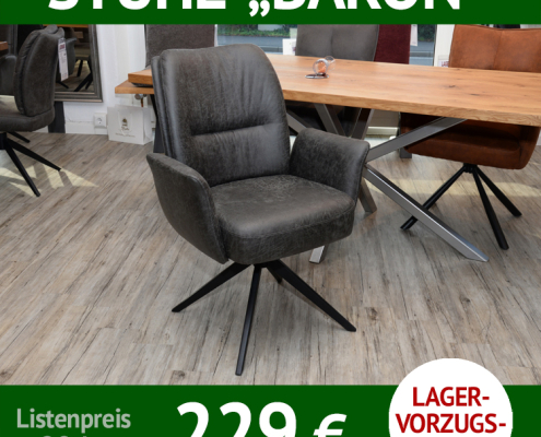 Stuhl BARON mit Armlehnen, drehbar mit Rückholfunktion, Mikrofaser bezogen