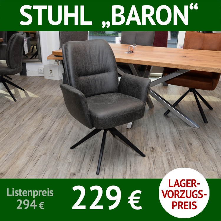 Stuhl BARON mit Armlehnen, drehbar mit Rückholfunktion, Mikrofaser bezogen