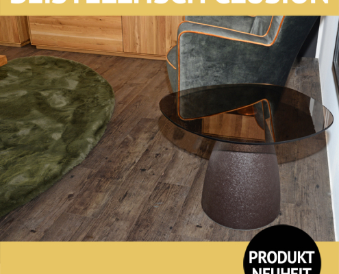 Beistelltisch CLUSION BLACK, Glasplatte auf Metalluntergestell