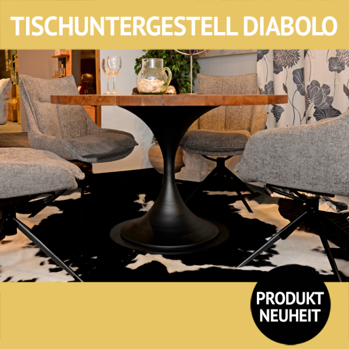 Esstisch-Untergestell DIABOLO, Metall, schwarz pulverbeschichtet