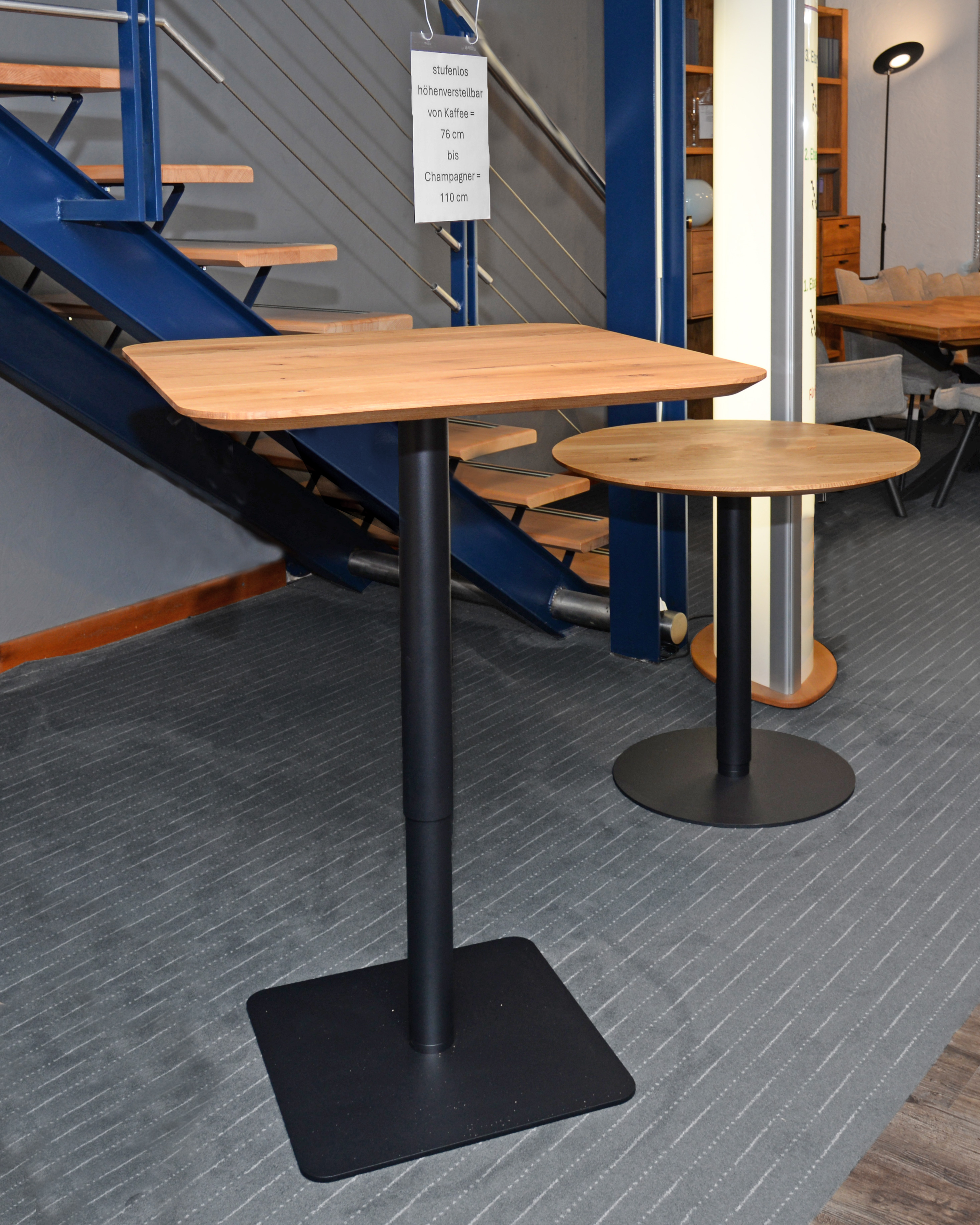 Untergestell FALCO, Metall, schwarz, stufenlos höhenverstellbar, von Esstisch zu Bartisch