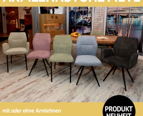 Stuhl FIETE, mit und ohne Armlehnen, mit drehbarem Untergestell oder 4-Fuß