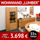 Wohnzimmerschränke LUMBER, komplette Wohnwand, Wildeiche massiv mit LED beleuchteten Rahmen