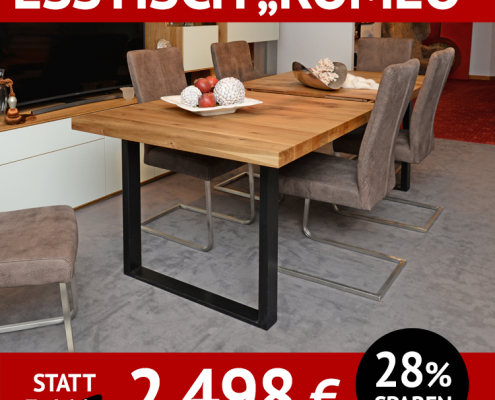 Esstisch ROMEO, Ureiche, natur, geölt, ausziehbar