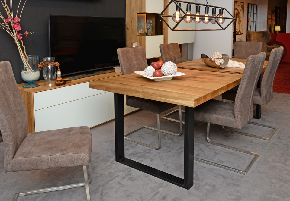 Esstisch ROMEO, Ureiche, natur, geölt, ausziehbar