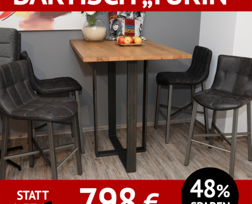 Bartisch TURIN, Ureiche, massiv. Untergestell Roheisen