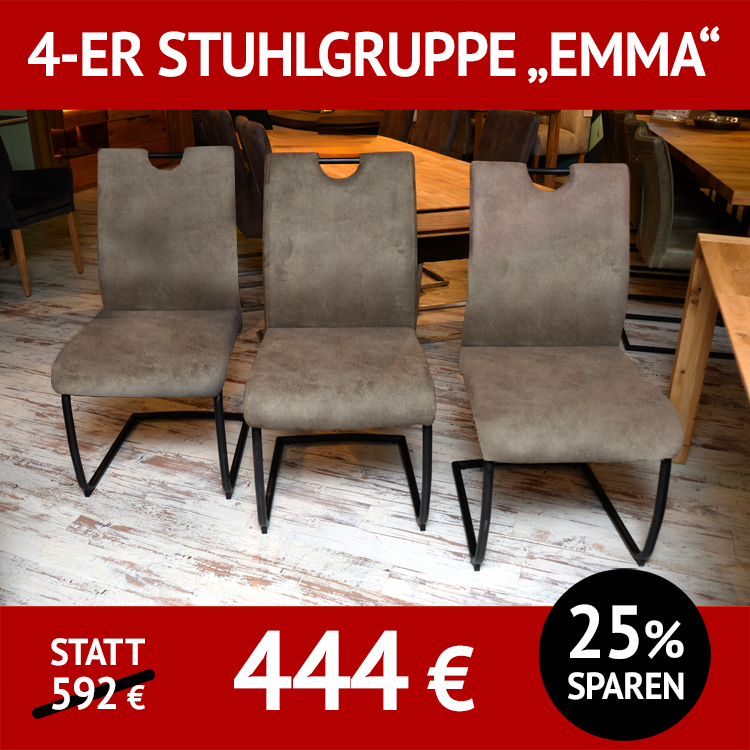 Stuhl EMMA, Freischwinger mit schwarzem Untergestell und Griff an der Rückenlehne