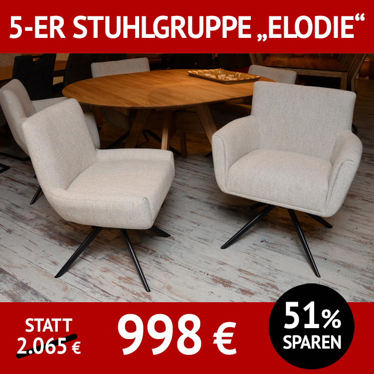 Stuhl ELODIE mit oder ohne Armlehnen, drehbar in normaler und extra großer Ausführung