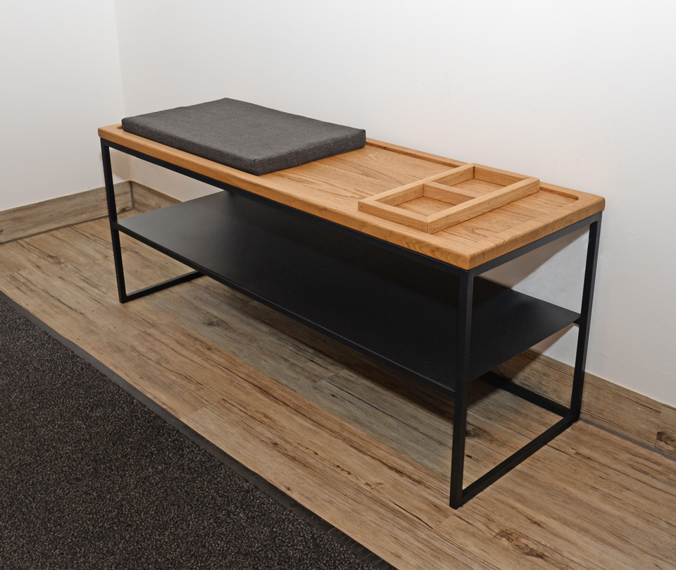 Flurmöbel JACKLINE, Sitzbank mit Sitzpolster und Metallablage Flurmöbel JACKLINE, Sitzbank mit Sitzpolster und Metallablage