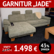 Sofa mit Schlaf-Funktion JADE mit Maxi Longchair, Couchtisch und Sideboard PROVENCE, Birke/MDF, weiss lackiert, Deckplatte massive Eiche
