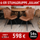 Stuhl JULIAN, 6er Stuhlgruppe. Bezug Mikrofaser, schwarzes 4-Fuß-Gestell