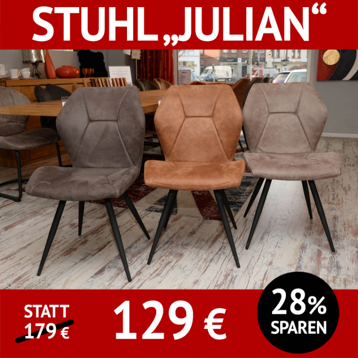 Stuhl JULIAN, Bezug Mikrofaser, schwarzes 4-Fuß-Gestell Stuhl JULIAN, Bezug Mikrofaser, schwarzes 4-Fuß-Gestell