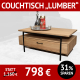 Couchtisch mit Schublade LUMBER, Eiche massiv, Roheffekt geölt