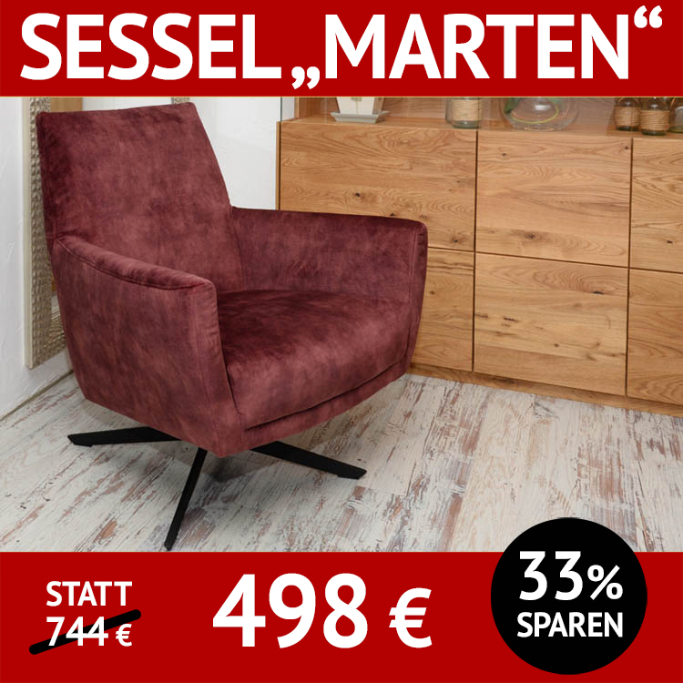Sessel MARTEN, Polstersessel, drehbar, samtiger Bezug