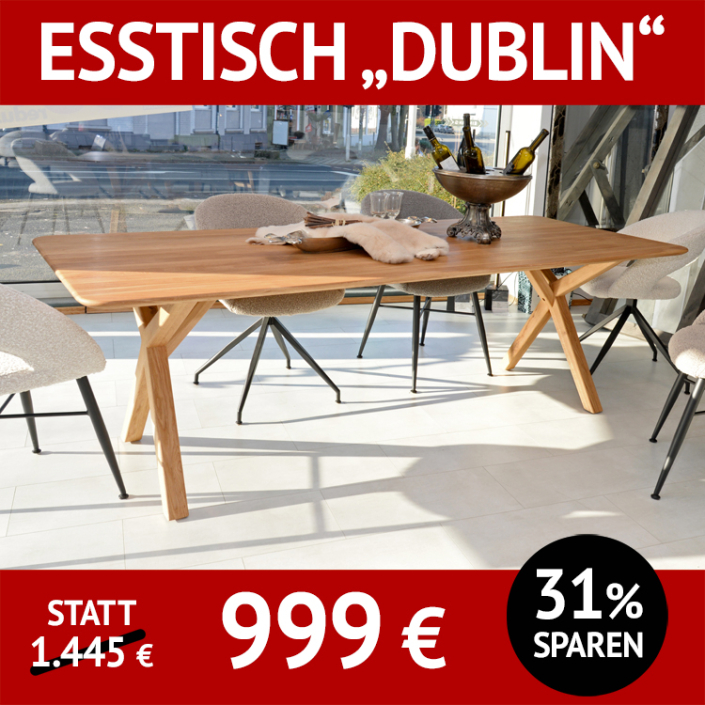 Esstisch DUBLIN-DUMFRIES, Eiche massiv , Roheffekt geölt Esstisch DUBLIN-DUMFRIES, Eiche massiv , Roheffekt geölt
