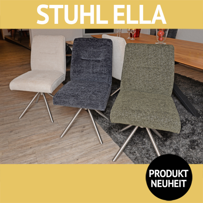 Stuhl ELLA, Edelstahluntergestell, drehbar, Tonnentaschenfederkern
