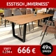 Esstisch INVERNESS + ULRIKA, Tischplatte aus massiver Wildeiche, Untergestell aus schwarzem Metall