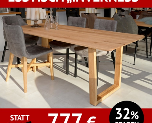 Esstisch INVERNESS+ULRIKA HOLZ, beides Wildeiche massiv, Roheffekt geölt