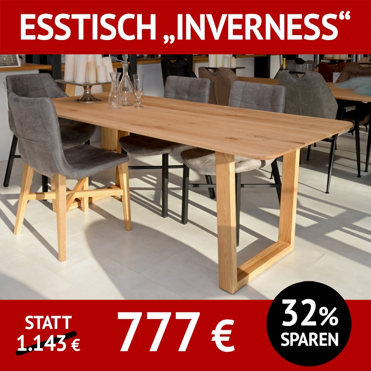 Esstisch INVERNESS+ULRIKA HOLZ, beides Wildeiche massiv, Roheffekt geölt