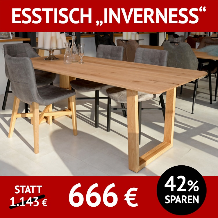 Esstisch INVERNESS+ULRIKA HOLZ, beides Wildeiche massiv, Roheffekt geölt