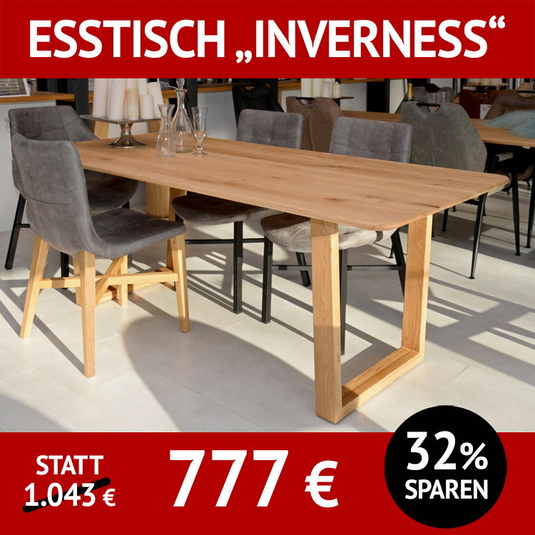 Esstisch INVERNESS+ULRIKA HOLZ, beides Wildeiche massiv, Roheffekt geölt