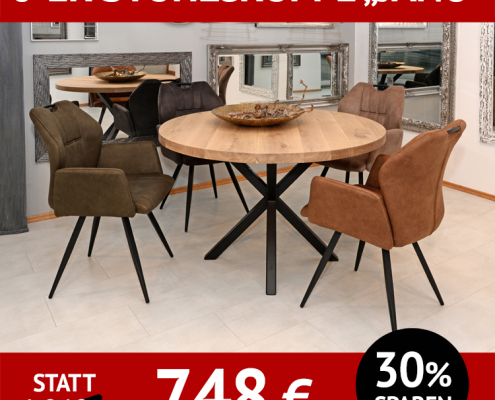 Stuhl JANO, 6-er Stuhlgruppe, schwarzes Metallgestell