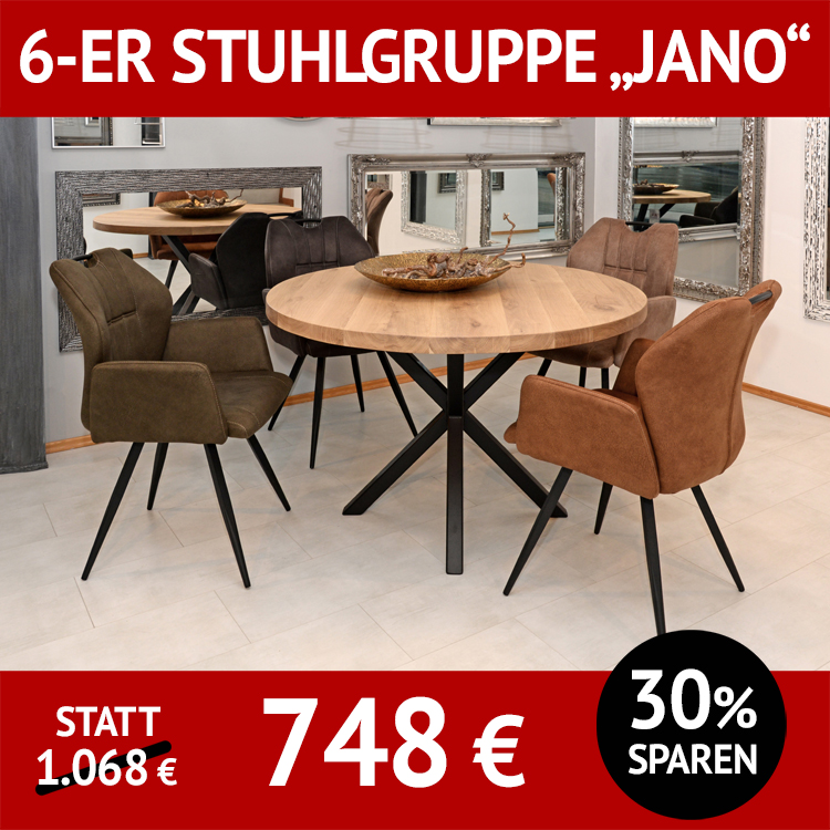 Stuhl JANO, 6-er Stuhlgruppe, schwarzes Metallgestell