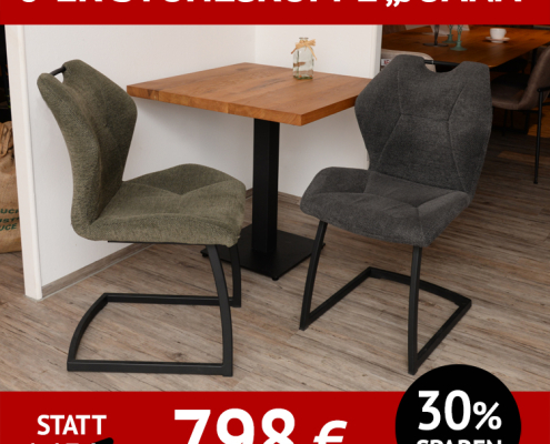 Freischwinger JOANA, 6-er Stuhlgruppe, mit schwarzem Metallgestell, Bezug Webstoff