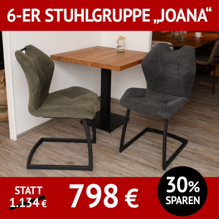 Freischwinger JOANA, 6-er Stuhlgruppe, mit schwarzem Metallgestell, Bezug Webstoff Freischwinger JOANA, 6-er Stuhlgruppe, mit schwarzem Metallgestell, Bezug Webstoff