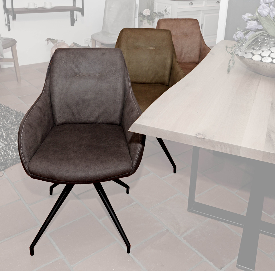 Stuhl JUSTUS als 6er Stuhlgruppe, mit Armlehnen, drehbares Untergestell