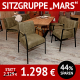 Stuhl, Esszimmerbank und Stühle MARS als Sitzgruppe, Metall Untergestell, Bezug Mikrofaser, jeder Stuhl mit unterschiedlicher Steppung