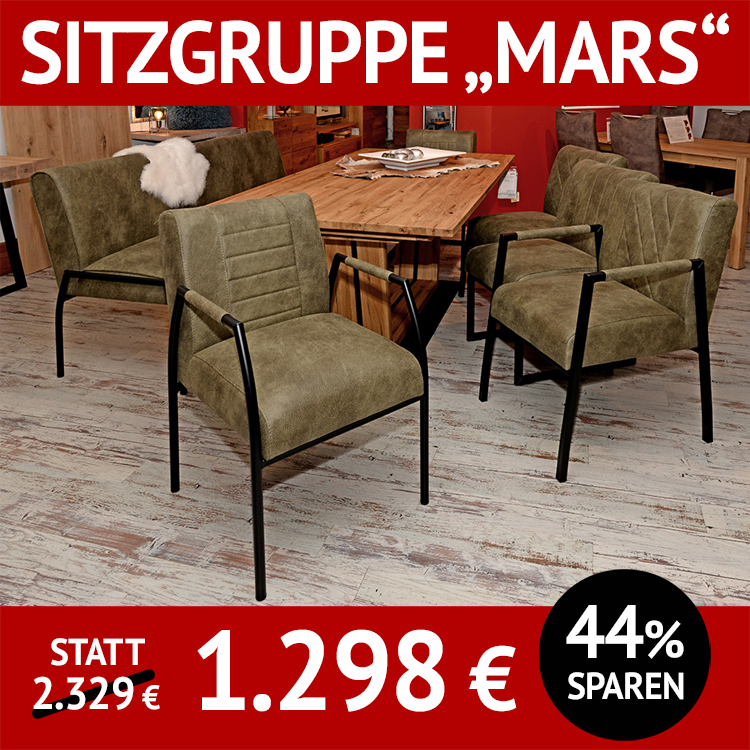 Stuhl, Esszimmerbank und Stühle MARS als Sitzgruppe, Metall Untergestell, Bezug Mikrofaser, jeder Stuhl mit unterschiedlicher Steppung