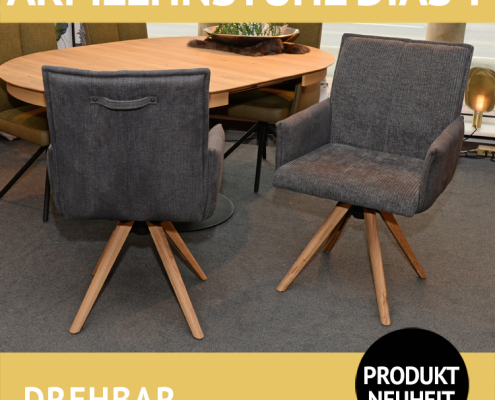 Stuhl mit Armlehnen DIAS T, Spidergestell aus Massivholz, drehbar, Griff im Rücken, Komfortbreite