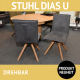 Stuhl DIAS U, Spidergestell aus Massivholz, Griff im Rücken, innen und außen unterschiedlich bezogen