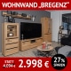 Wohnzimmerschränke Bregenz Wohnwand 4-teilig, Wildeiche massiv, incl. Beleuchtung