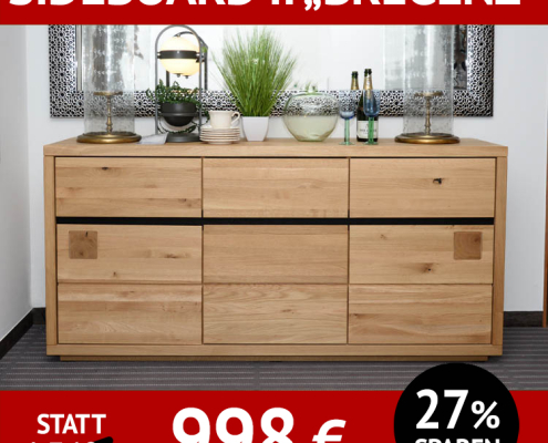 Wohnzimmerschränke BREGENZ Sideboard, Kernbuche mit Hirnholzapplikation