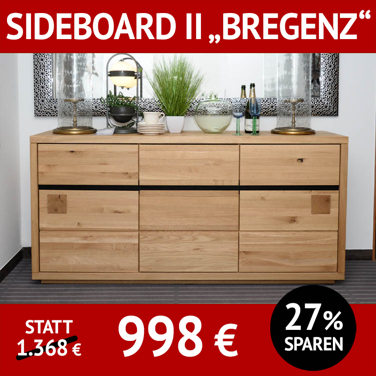 Wohnzimmerschränke BREGENZ Sideboard, Kernbuche mit Hirnholzapplikation