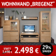 Wohnzimmerschränke Bregenz Wohnwand 4-teilig, Wildeiche massiv, incl. Beleuchtung