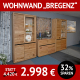 Wohnzimmerschränke Bregenz Wohnwand 3-teilig, Wildeiche massiv, incl. Beleuchtung
