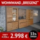 Wohnzimmerschränke Bregenz Wohnwand 3-teilig, Wildeiche massiv, incl. Beleuchtung